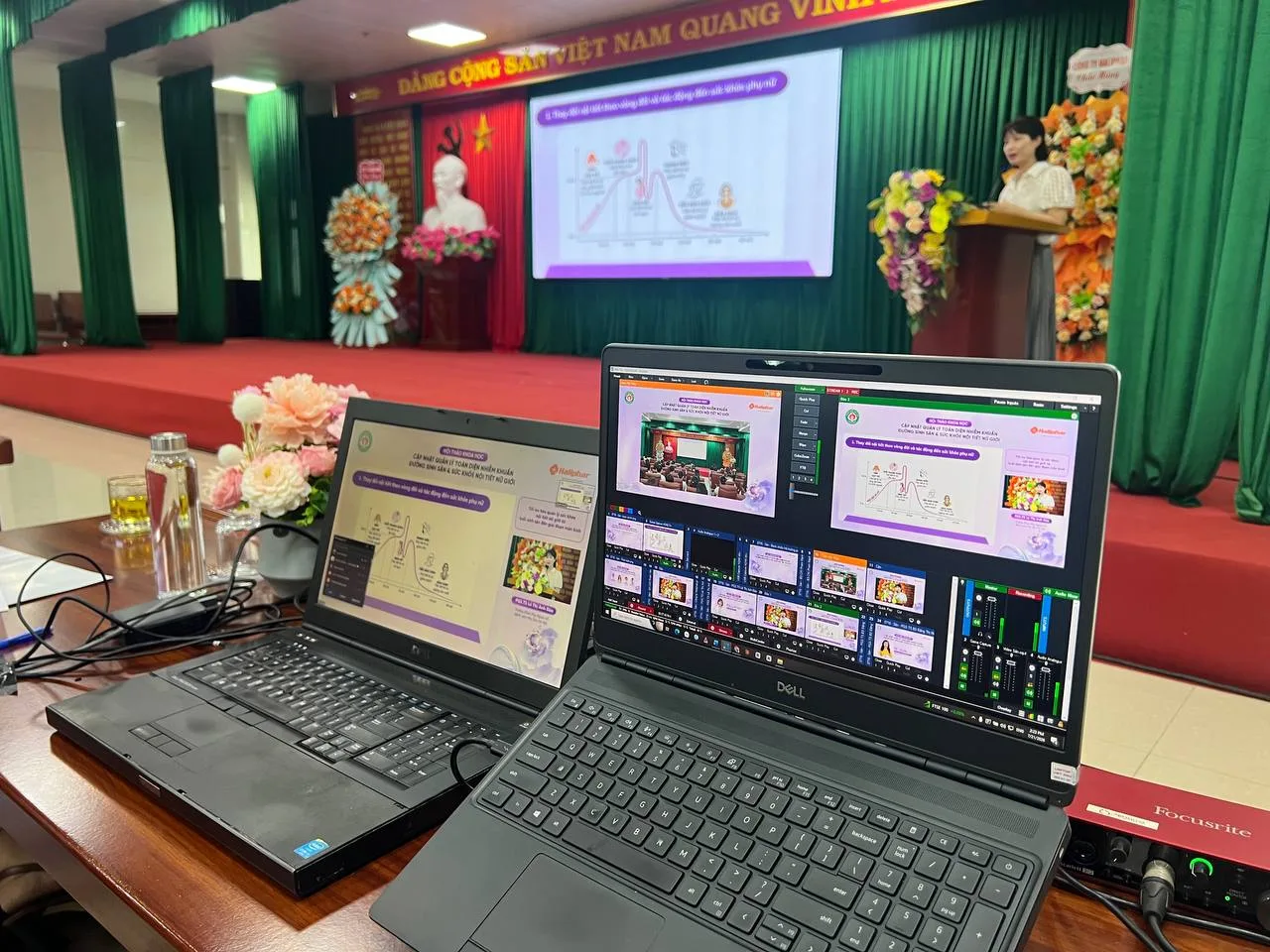 Toàn cảnh hệ thống kỹ thuật livestream hội thảo y tế của ProMedia.