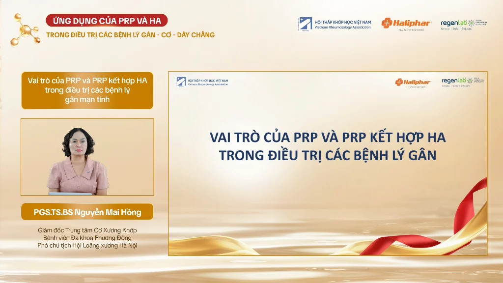 Bố cục livestream đa luồng kết hợp video báo cáo viên PGS.TS.BS Nguyễn Mai Hồng và slide bài giảng y khoa